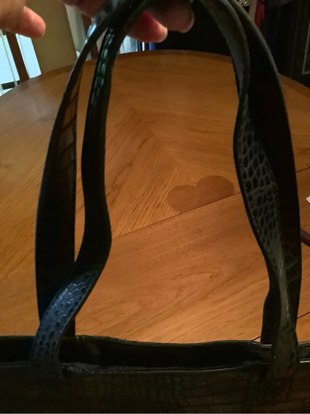 Neiman Marcus Black Croc-Embossed Leather Tote